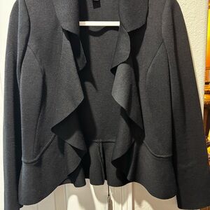 St. John Black Ruffled Blazer